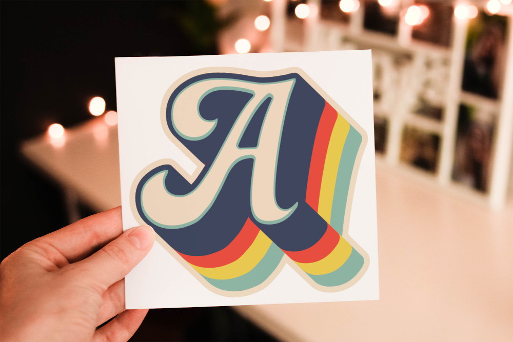 Retro Letter Art Birthday Card, Retro Initial Birthday Card